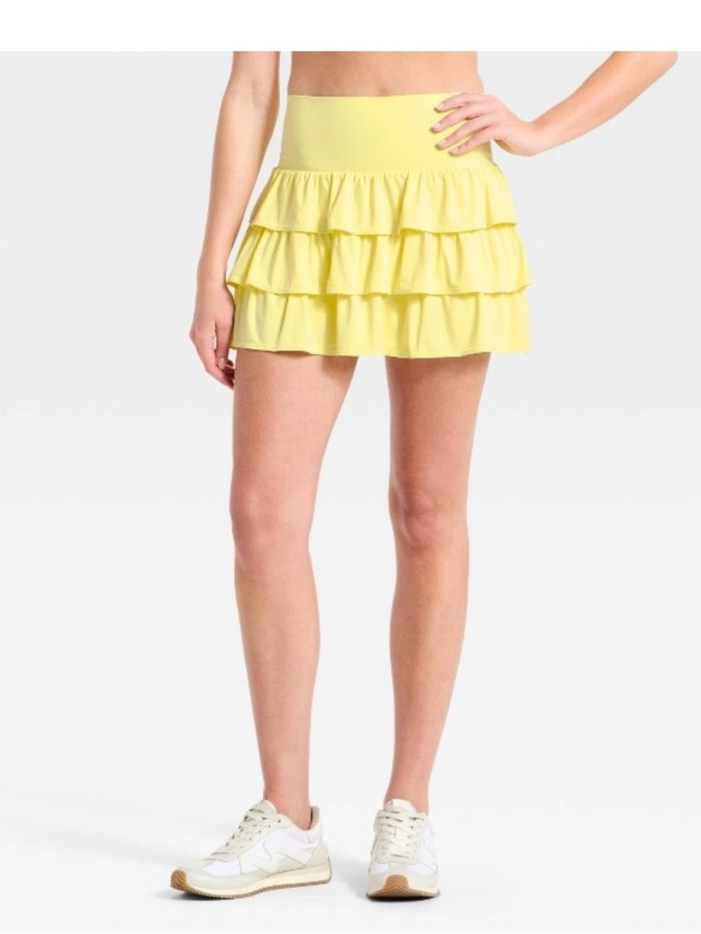 JoyLab Yellow Tiered Ruffle Mini Skirt